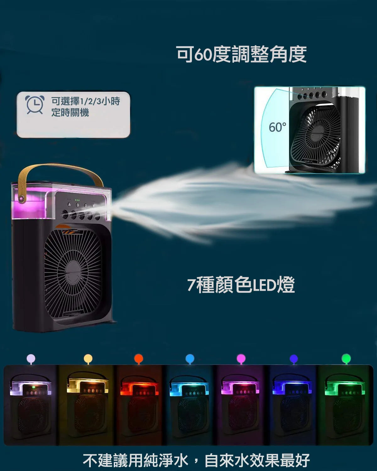 冰霧風扇|還原自然冷風|瞬間降溫|納米加濕|小夜燈功能|可使用香薰油(行貨)