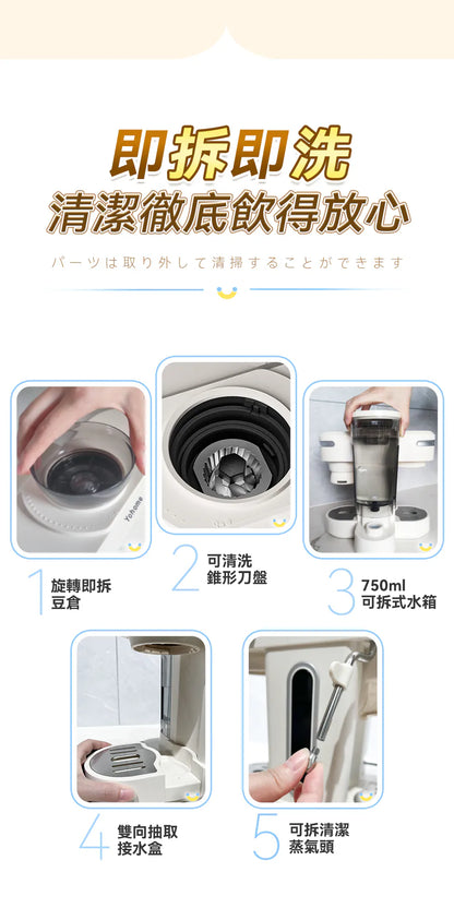 日本Yohome 迷你專業級現磨鮮萃奶泡3合1半自動家庭意式咖啡機